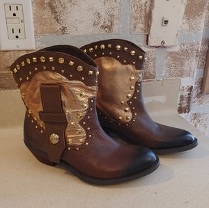 Vince Camuto "Madalissa" gold stud cowboy boots